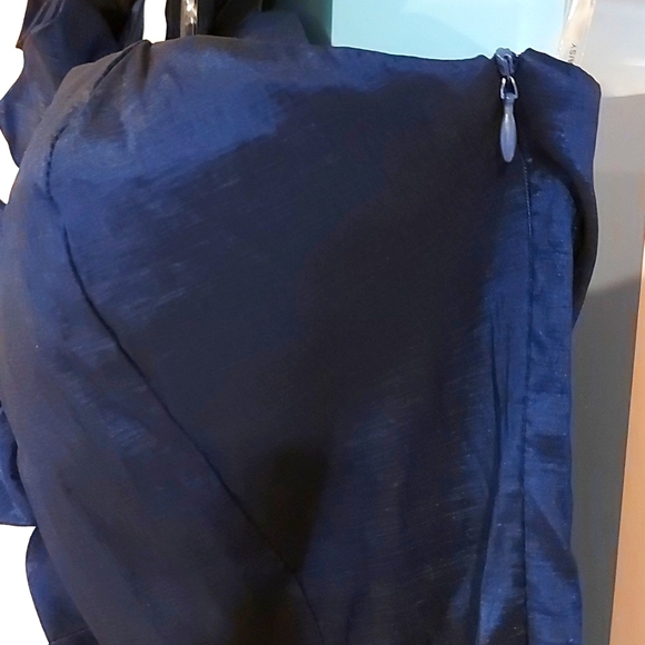 Rosetta trimmed metallic blue tafetta cocktail dress - Picture 5 of 7